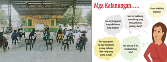 Reunió de creació del projecte de botigues cooperatives comunitàries de Filipines i infografia.